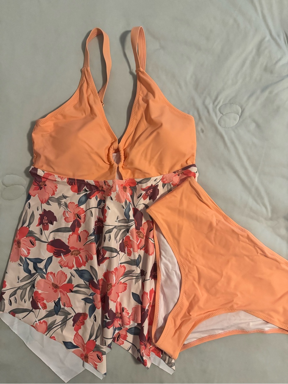 Peach Floral Tankini Swim Set - Women